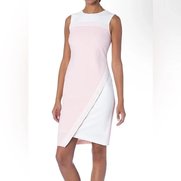 Tommy Hilfiger color block scuba asymmetrical sheath dress size 2 - Picture 1 of 8